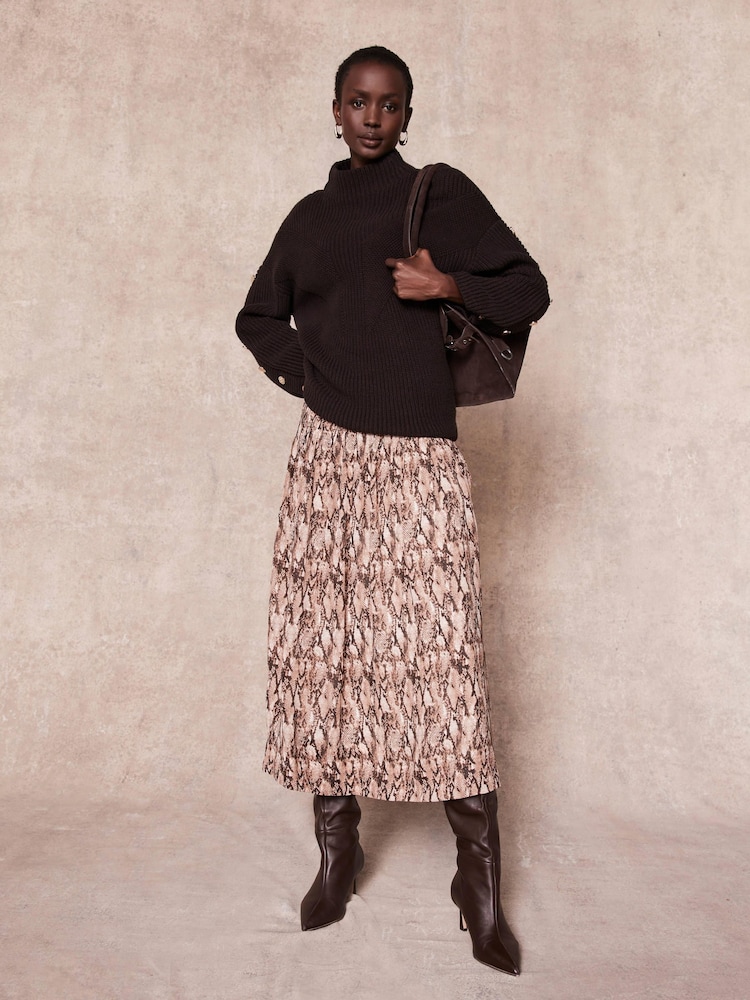 Mint Velvet Brown Brown Snake Print Midi Skirt - Image 2 of 7