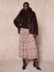 Mint Velvet Brown Brown Snake Print Midi Skirt - Image 3 of 7