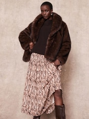 Mint Velvet Brown Brown Snake Print Midi Skirt - Image 4 of 7