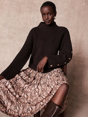 Mint Velvet Brown Brown Snake Print Midi Skirt - Image 5 of 7