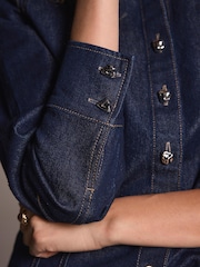 Mint Velvet Blue Dark Indigo Denim Shirt - Image 3 of 7