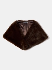 Mint Velvet Brown Brown Faux Fur Triangle Scarf - Image 1 of 3