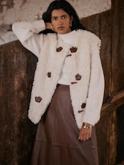 Mint Velvet Natural Faux Fur Gilet - Image 2 of 7