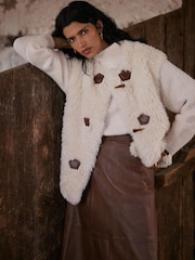 Mint Velvet Natural Faux Fur Gilet - Image 4 of 7