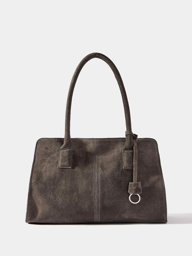 Mint Velvet Grey Rue Grey Suede Tote Bag - Image 1 of 4 Mint Velvet Grey Rue Grey Suede Tote Bag - Image 1 of 4