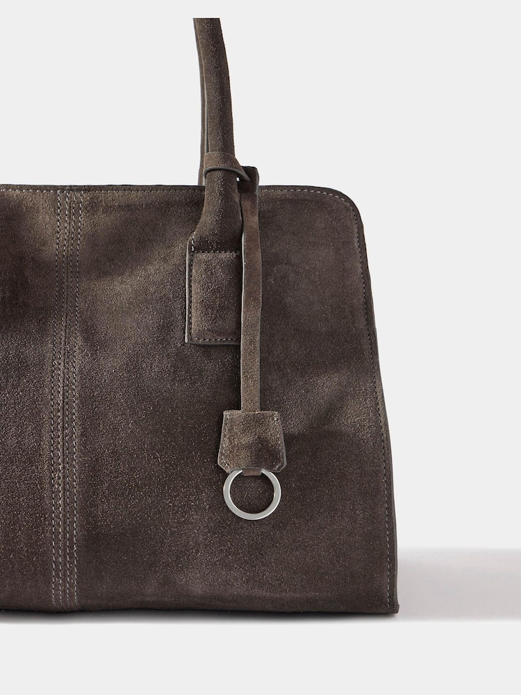 Mint Velvet Grey Rue Grey Suede Tote Bag - Image 2 of 4 Mint Velvet Grey Rue Grey Suede Tote Bag - Image 2 of 4