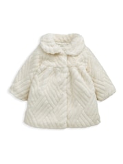 Mamas & Papas Cream Faux Fur Coat - Image 4 of 5