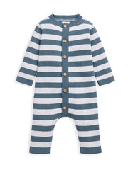 Mamas & Papas Blue Knitted Stripe Romper - Image 2 of 2