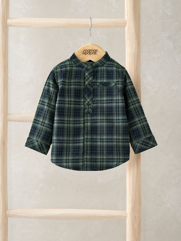 Mamas & Papas Green Smart Check Shirt - Image 1 of 2 Mamas & Papas Green Smart Check Shirt - Image 1 of 2