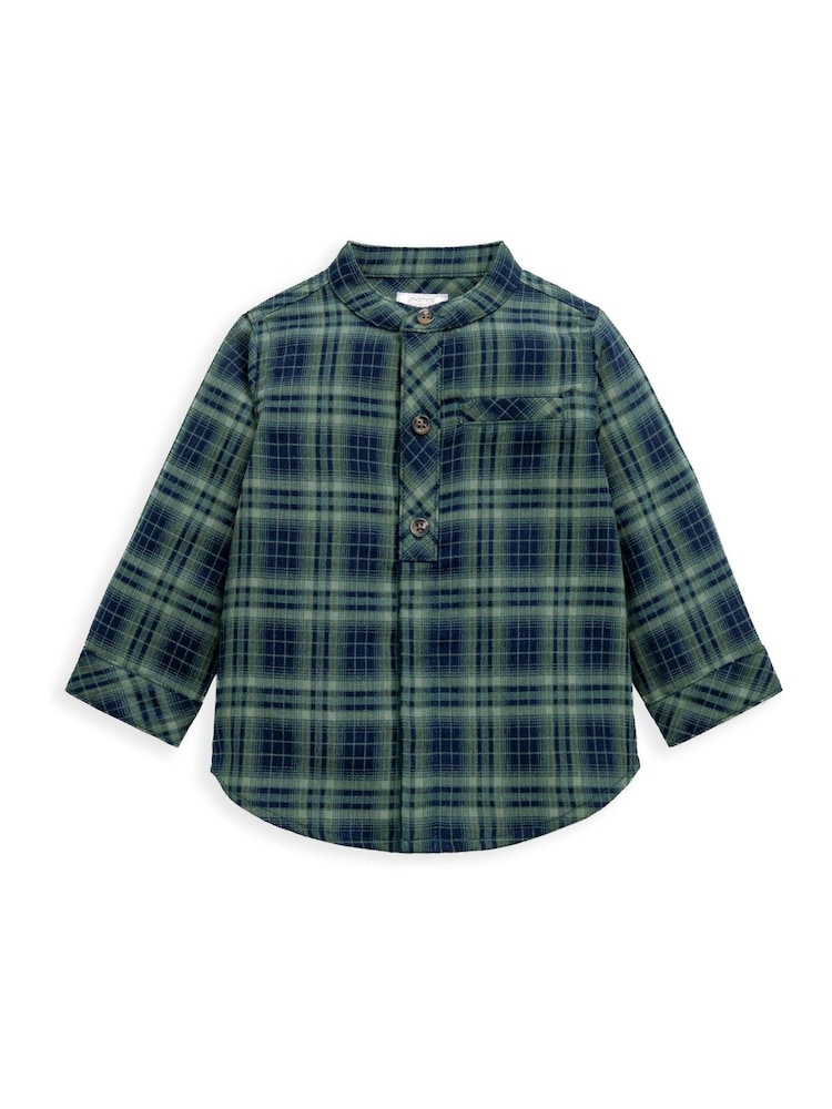 Mamas & Papas Green Smart Check Shirt - Image 2 of 2 Mamas & Papas Green Smart Check Shirt - Image 2 of 2