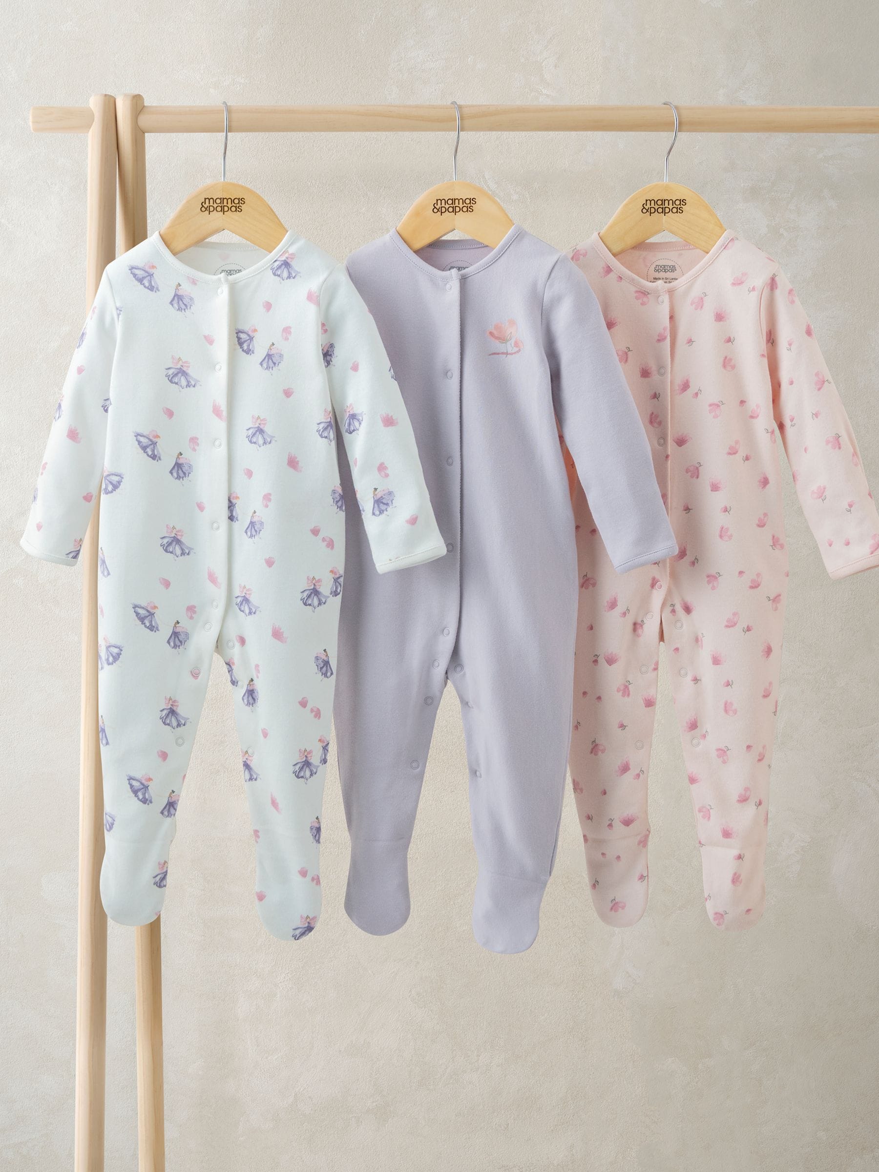 Next：日本 ピンク バレリーナ - Mamas & Papas Sleepsuits 3 Pack