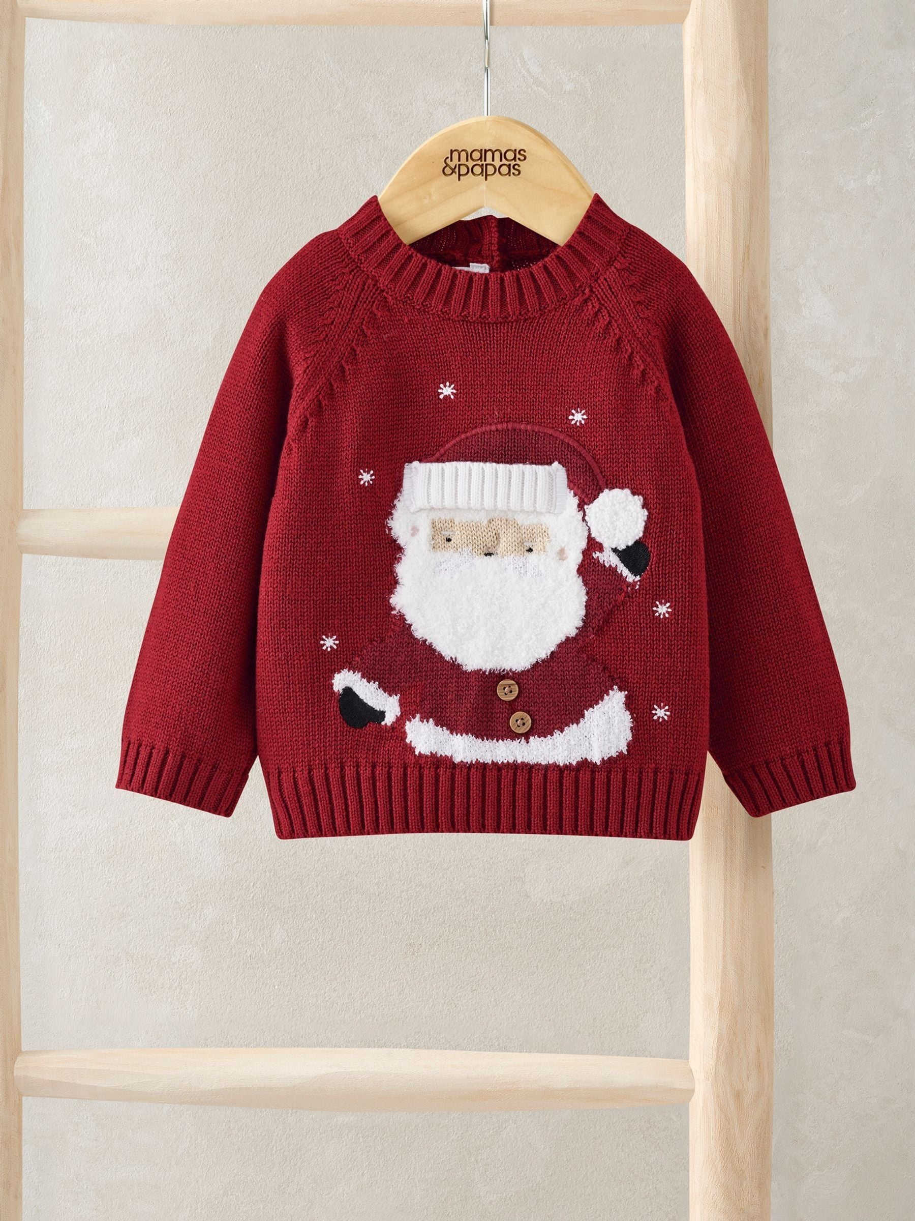 Buy Mamas \u0026 Papas Red Santa Christmas Red Jumper from the Next UK