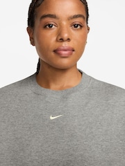 Nike Grey Studio Fleece Oversized Crew Neck Sweat Top - Image 3 of 3