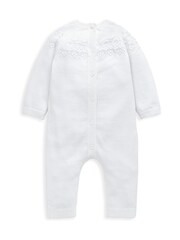 Mamas & Papas Cream Pointelle Knitted Romper - Image 3 of 3