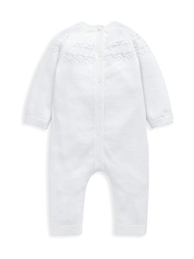 Mamas & Papas Cream Pointelle Knitted Romper - Image 3 of 3