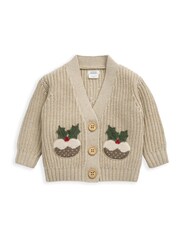 Mamas & Papas Little Pudding Christmas Cream Cardigan & Leggings Knit Set - Image 5 of 5