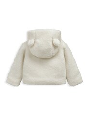 Mamas & Papas Cream Borg Jacket with 3D Bear Ears - Image 2 of 3