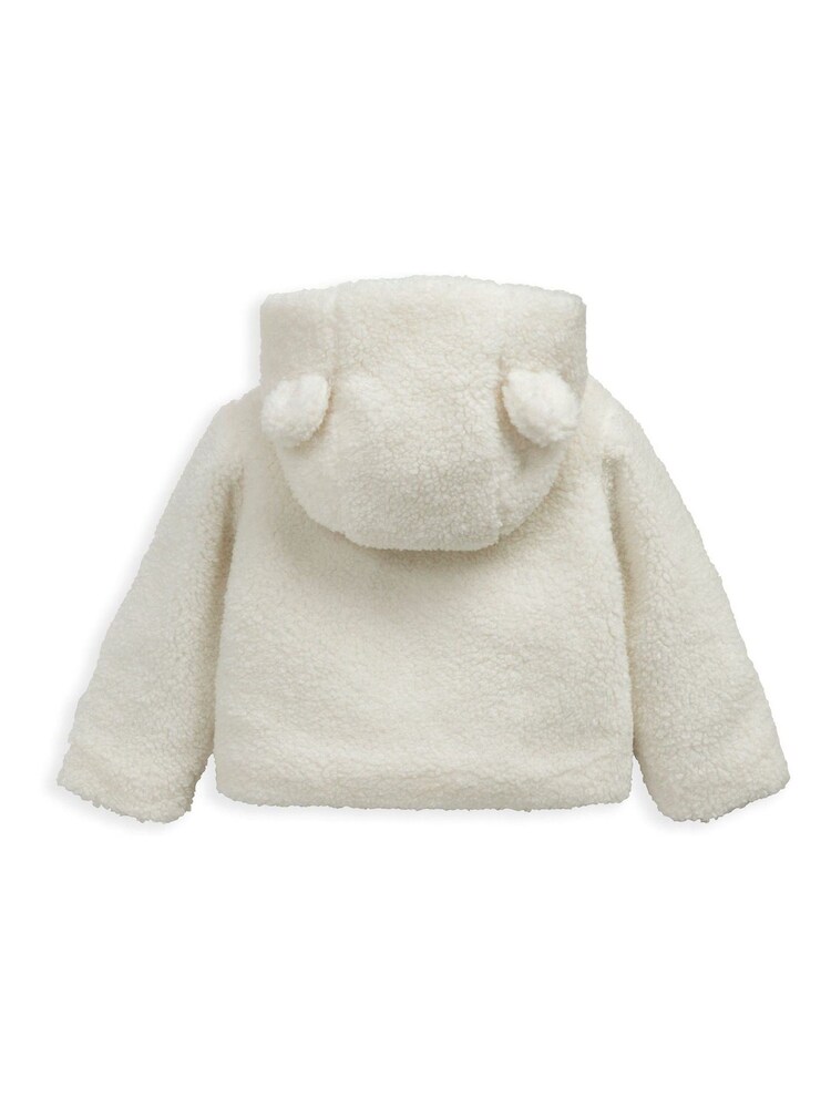 Mamas & Papas Cream Borg Jacket with 3D Bear Ears - Image 2 of 3