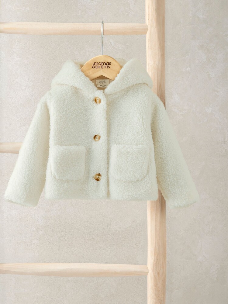 Mamas & Papas Cream Borg Jacket with 3D Bear Ears - Image 3 of 3 Mamas & Papas Cream Borg Jacket with 3D Bear Ears - Image 3 of 3