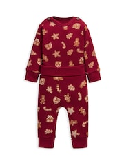 Mamas & Papas Gingerbread Print Christmas Red Top & Leggings Set - Image 2 of 4