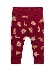 Mamas & Papas Gingerbread Print Christmas Red Top & Leggings Set - Image 3 of 4