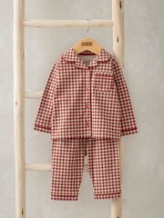 Mamas & Papas Jersey Check Christmas Red Pyjamas - Image 1 of 7