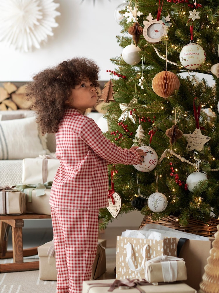 Mamas & Papas Jersey Check Christmas Red Pyjamas - Image 2 of 7