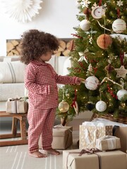 Mamas & Papas Jersey Check Christmas Red Pyjamas - Image 3 of 7