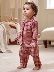 Mamas & Papas Jersey Check Christmas Red Pyjamas - Image 6 of 7