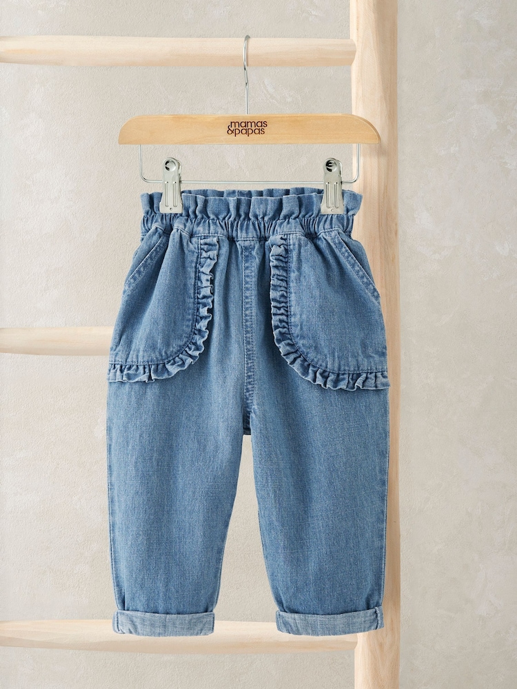 Mamas & Papas Blue Frill Jeans - Image 1 of 2 Mamas & Papas Blue Frill Jeans - Image 1 of 2