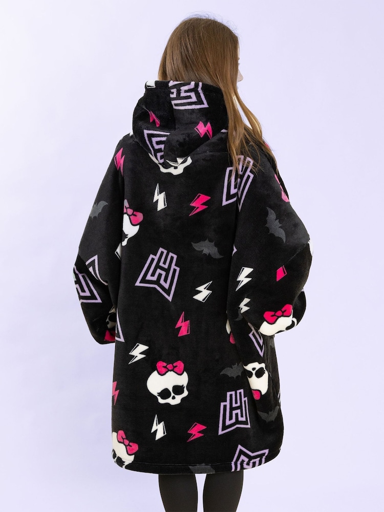 Vanilla Underground Black Monster High Skull & Lighting Bolt Blanket Hoodie - Image 2 of 8 Vanilla Underground Black Monster High Skull & Lighting Bolt Blanket Hoodie - Image 2 of 8