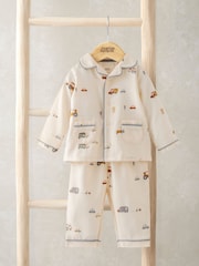 Mamas & Papas Brown Transport Print Woven Pyjamas - Image 1 of 4