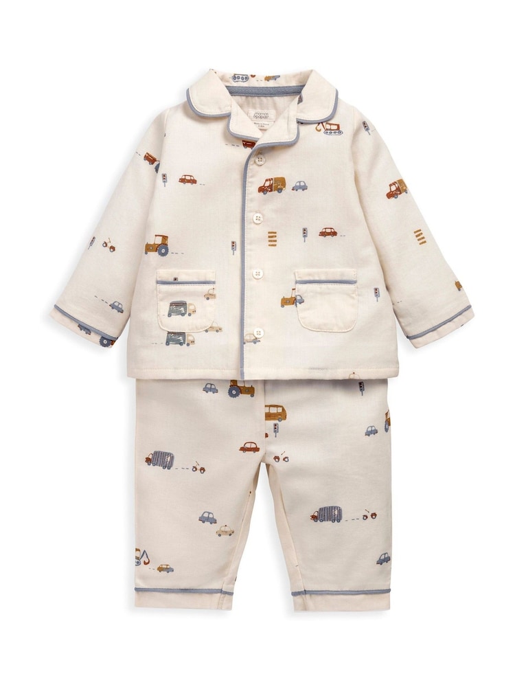 Mamas & Papas Brown Transport Print Woven Pyjamas - Image 2 of 4
