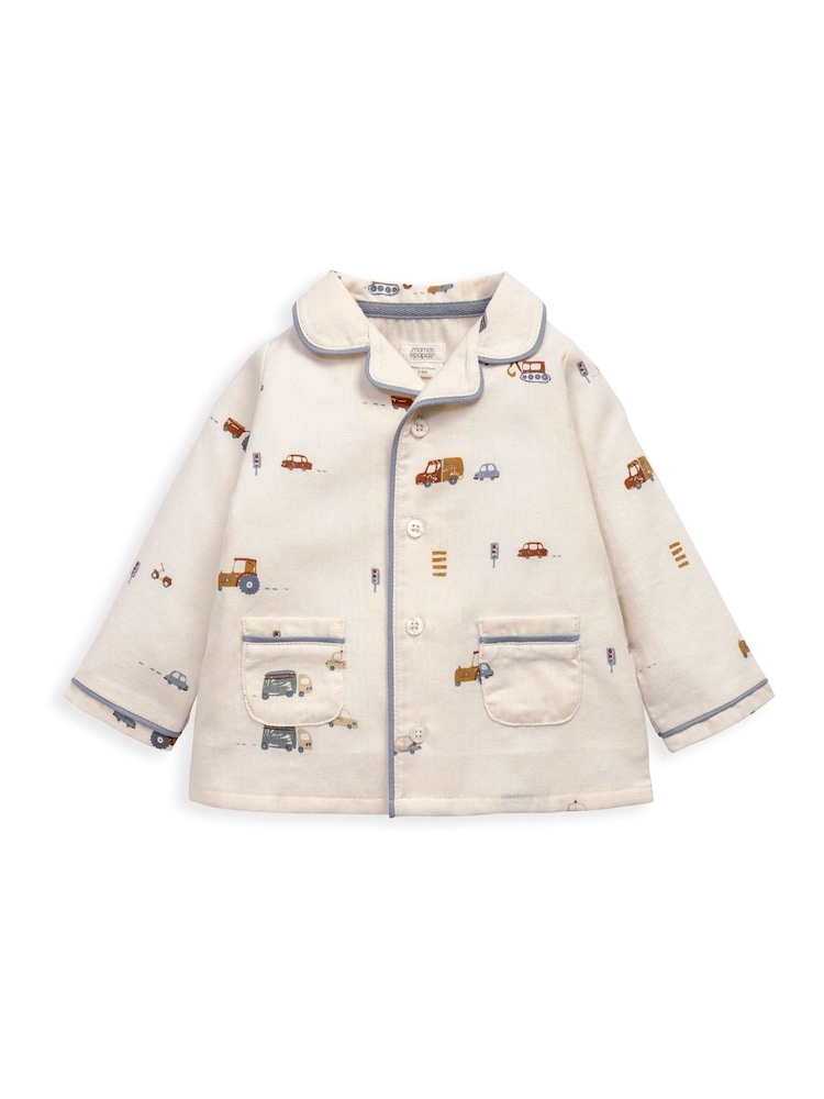 Mamas & Papas Brown Transport Print Woven Pyjamas - Image 4 of 4