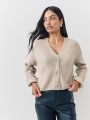 ONLY Natural Bow Front V-Neck Cardigan - Image 2 of 7