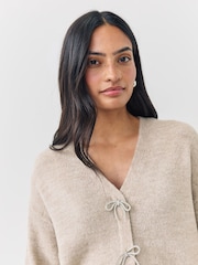 ONLY Natural Bow Front V-Neck Cardigan - Image 4 of 7