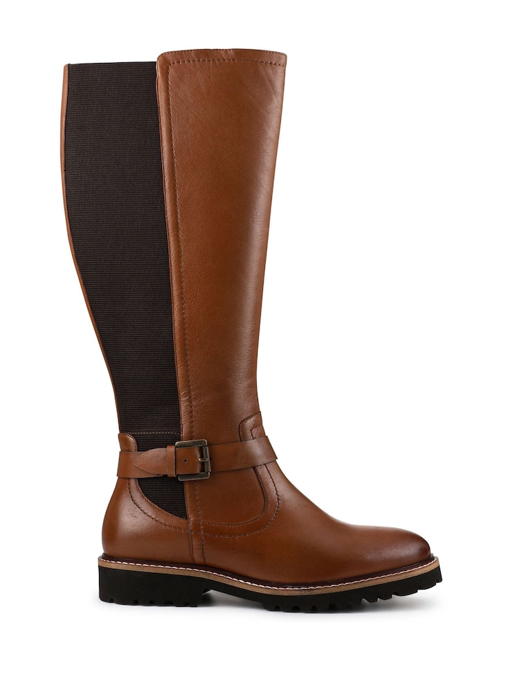 Pavers Brown Elastic-Fit Grippy Long Boots - Image 1 of 5 Pavers Brown Elastic-Fit Grippy Long Boots - Image 1 of 5