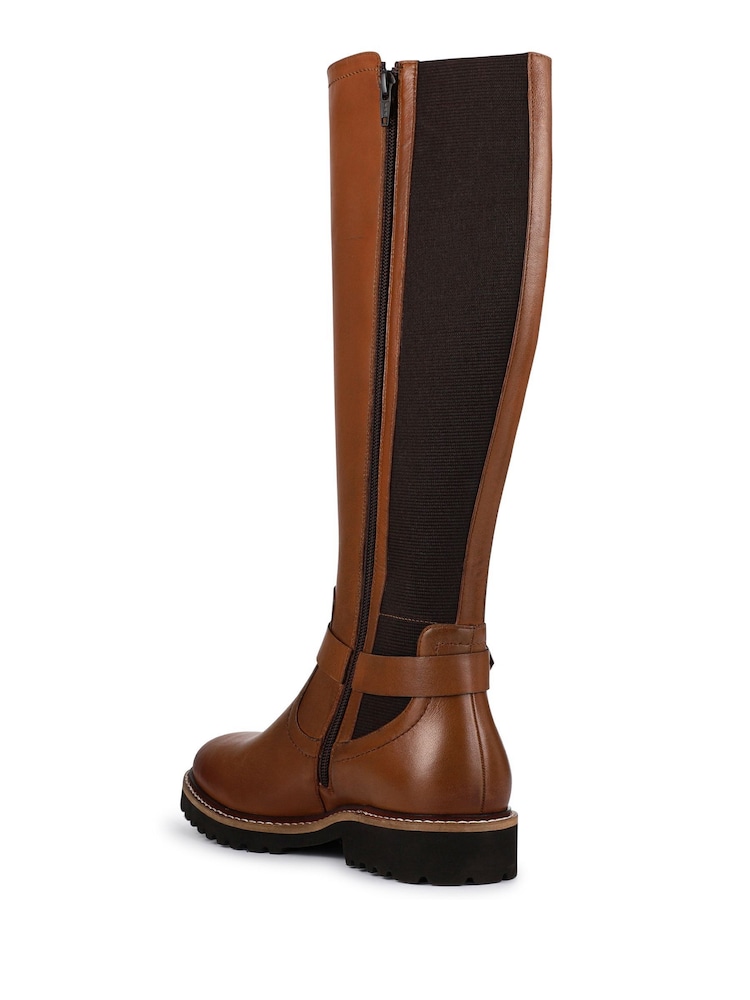 Pavers Brown Elastic-Fit Grippy Long Boots