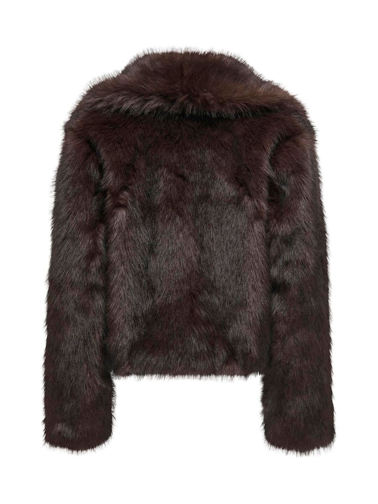 ONLY Brown Faux Fur Short Jacket - Image 2 of 2