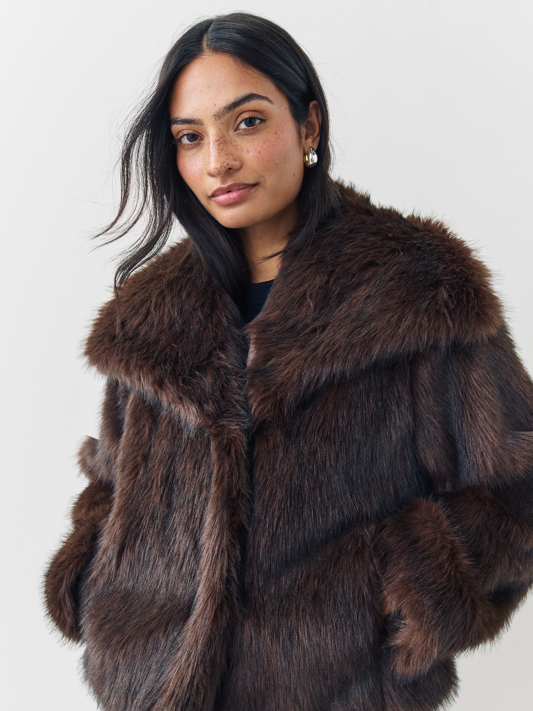 Buy ONLY Brown Faux Fur Short Jacket from Next India