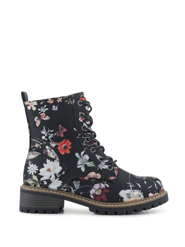 Pavers Black Wide Fit Lace-Up Ankle Boots - Image 2 of 5 Pavers Black Wide Fit Lace-Up Ankle Boots - Image 2 of 5