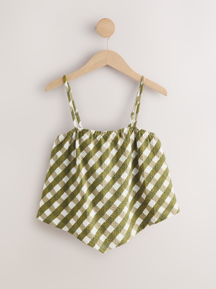 Green GIngham Sleeveless Bandana Cami Top - Image 1 of 3