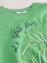 Green Embellished Petit Pois Short Sleeve Crew Neck T-Shirt - Image 8 of 8