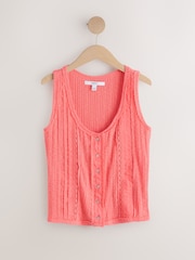පීච් Pink - Pintuck Button Through Sleeveless Top - 7න් 5 වන රූපය
