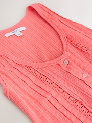 පීච් Pink - Pintuck Button Through Sleeveless Top - 7න් 7 වන රූපය