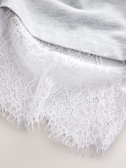 Grey Short Sleeve Lace Hem T-Shirt - Image 3 of 3