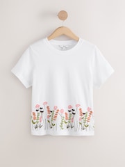 White Embellished Floral Short Sleeve Crew Neck T-Shirt - Image 6 of 8