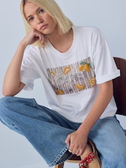 White Sparkle Capri Short Sleeve Crew Neck T-Shirt - Image 3 of 8