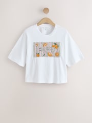 White Sparkle Capri Short Sleeve Crew Neck T-Shirt - Image 6 of 8