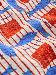 Red/Blue Fish Print Beaded Strap Sleeveless Top - Image 2 of 3